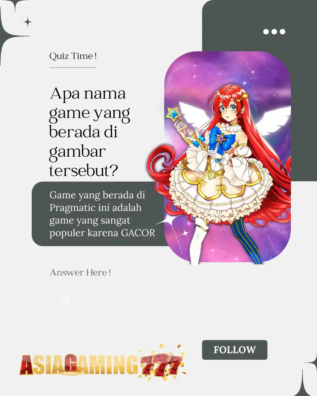 Image from ASIAGAMING777 OFFICIAL: *QUIZ TIME* *APA PERMAINANI DI PRAGMATIC PLAY DENGAN MASKOT KAKEK PEN...