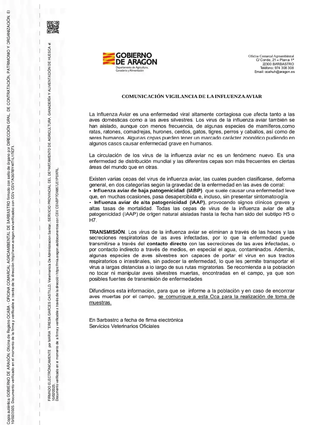 Ayto. Peralta de Alcofea informa post
