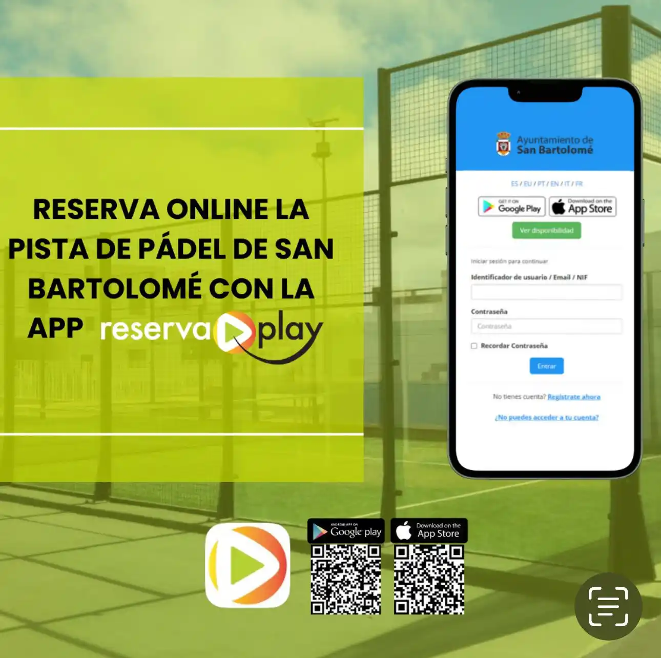 Image from Ayuntamiento de San Bartolomé: 🏓 ¡Ya puedes reservar las canchas de pádel del Centro Deportivo de Pl...
