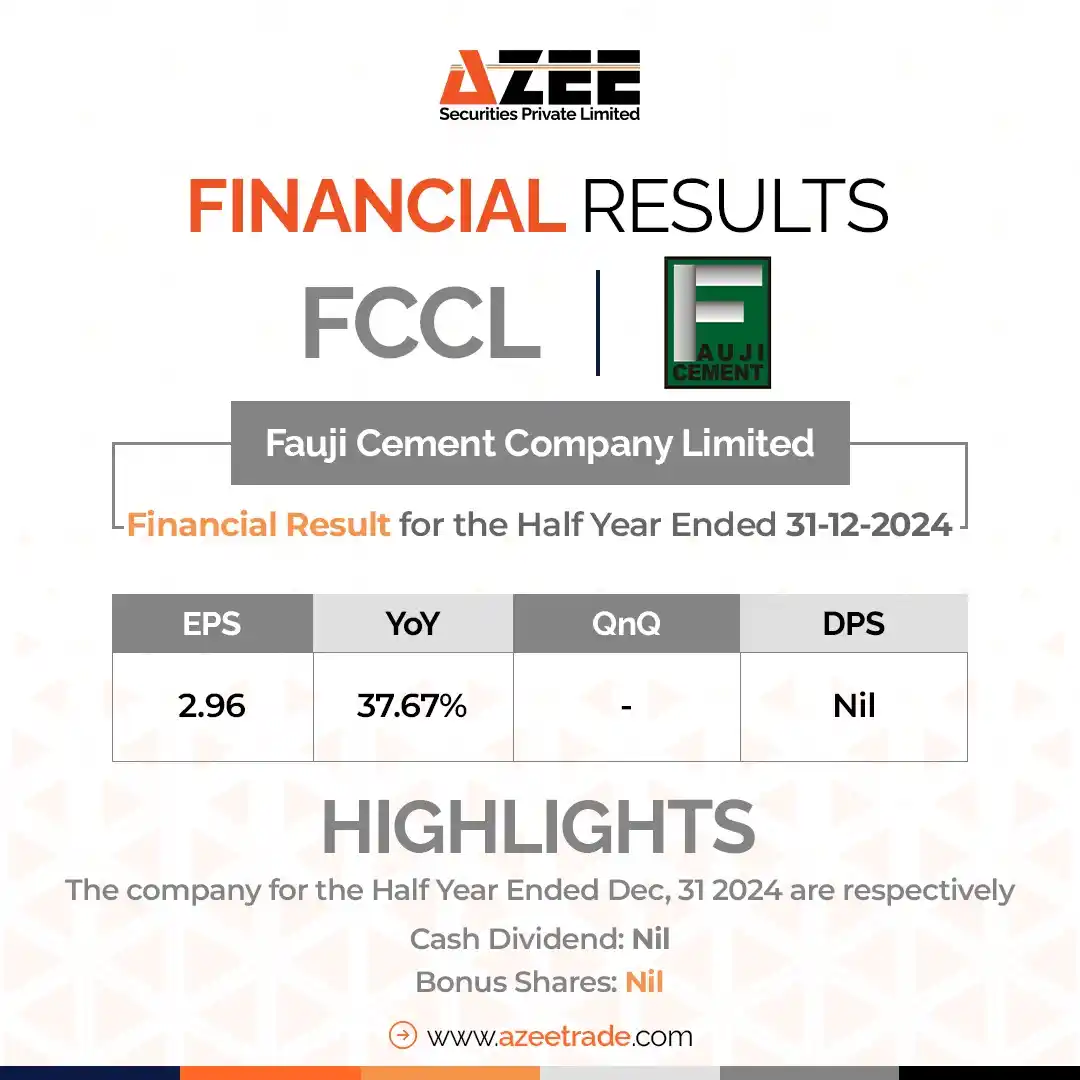 Image from AZEE Securities: *Fouji Cement Co Ltd Update! 📈* Financial Results for Q2 2024 (Endi...