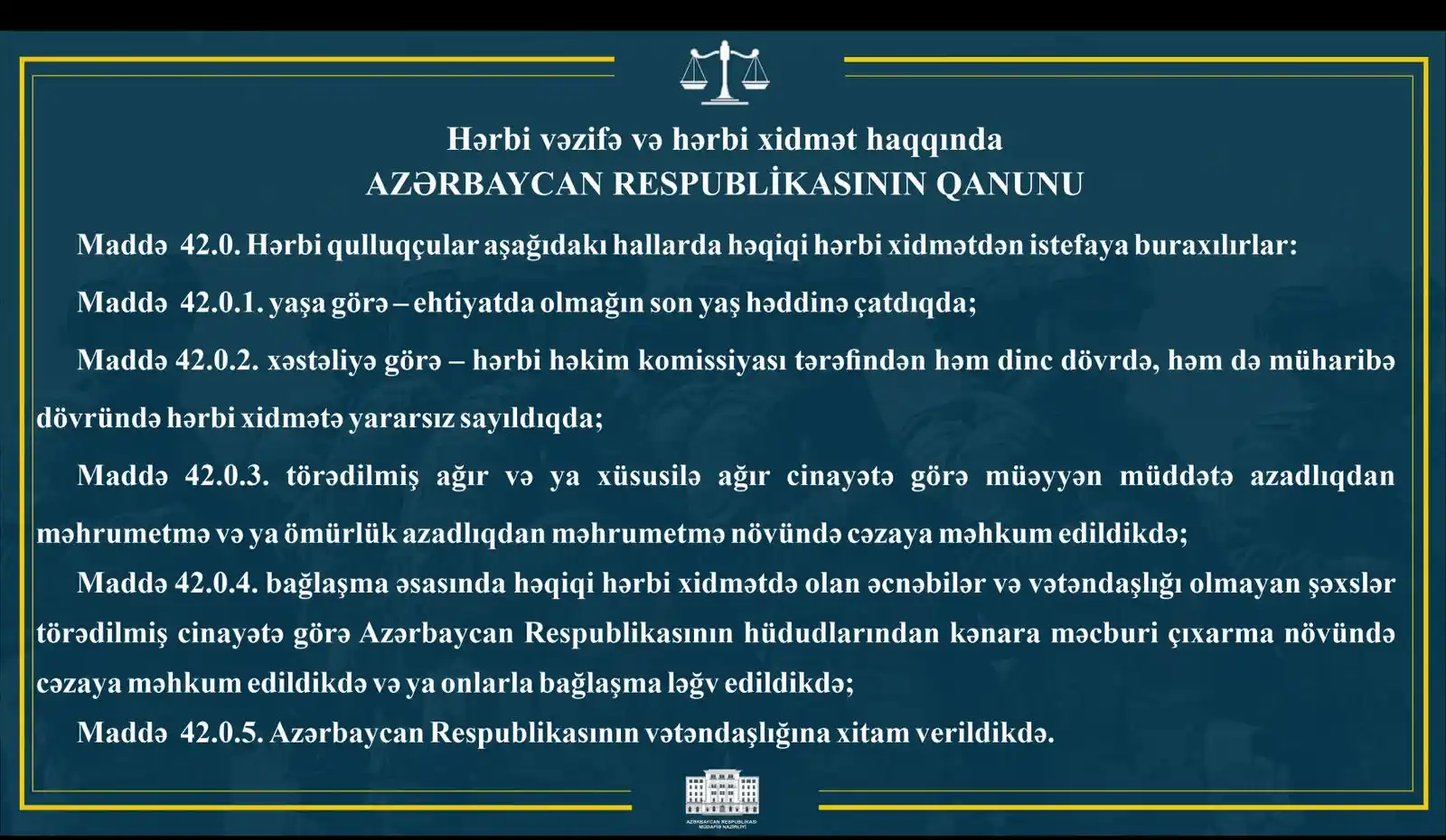 Azərbaycan Respublikası Müdafiə Nazirliyi post