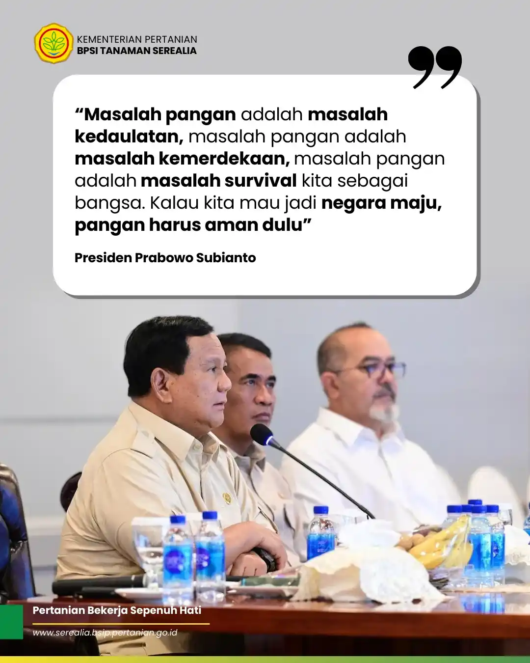 Image from BSIP Serealia: Agang Sereal, Presiden Prabowo mengunjungi Kantor Pusat Kementerian Pe...