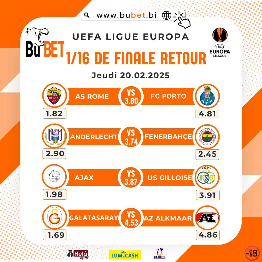 Image from BUBET OFFICIEL [TU GAGNES TU TOUCHES]: ✨⚽⚽ Uno musi duteramira muri Europa League ⚽⚽🔥🔥.  BUBET irakeje  aba...