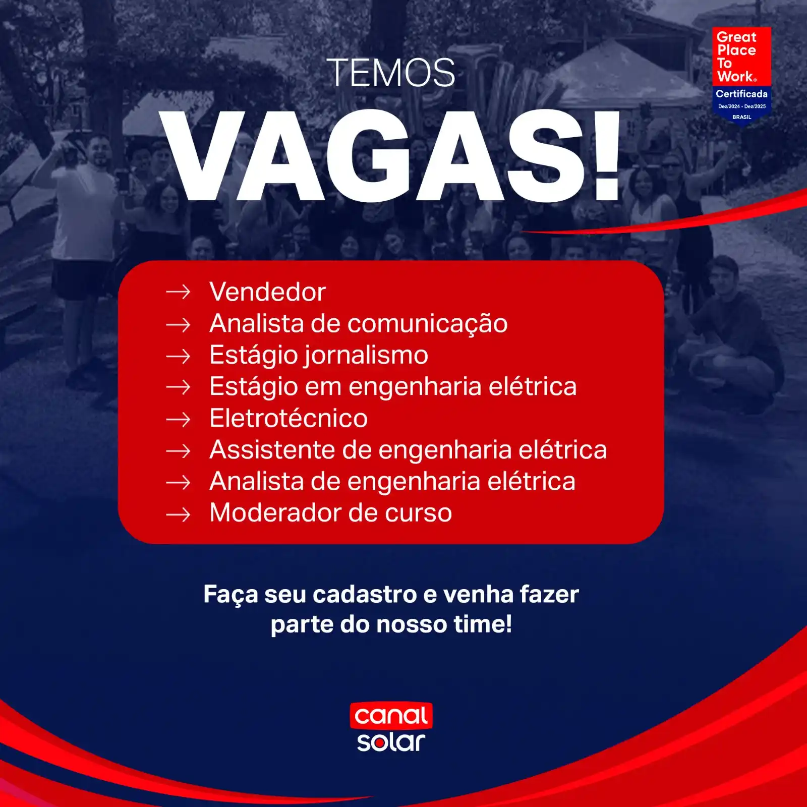 Image from Canal Solar News: *Temos oportunidades aqui no Canal Solar!* Venha trabalhar conosco! 🌞...