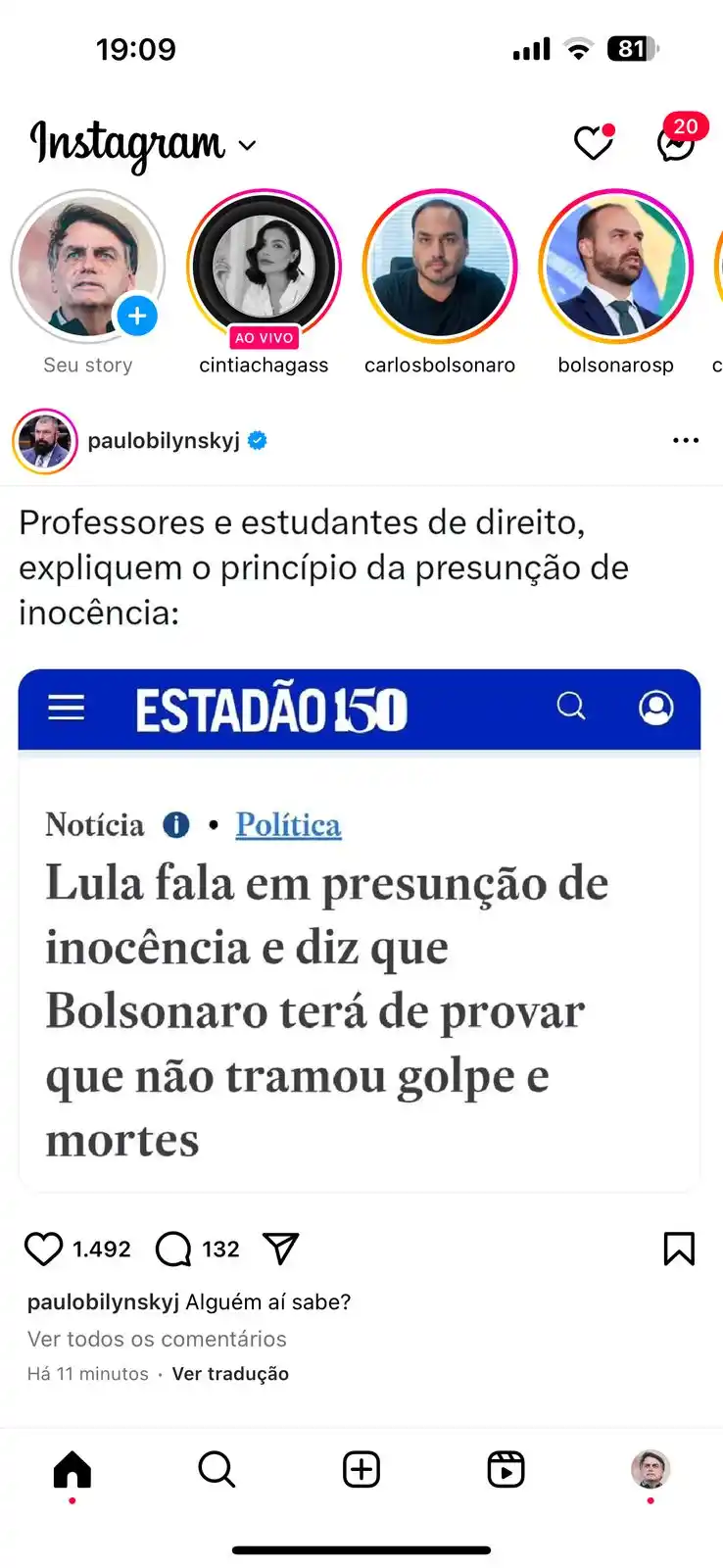 Carlos Bolsonaro 💙 post