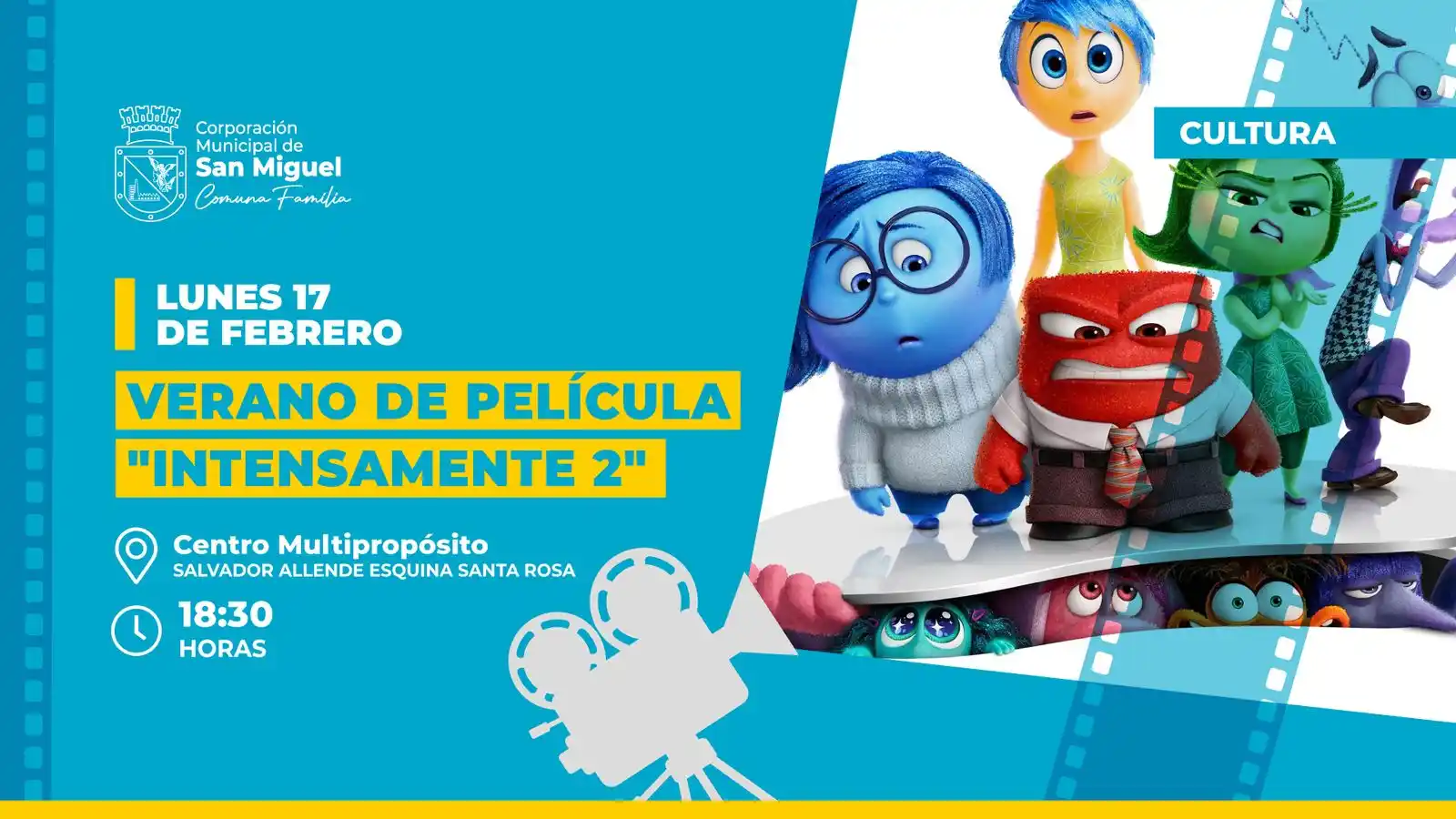 Image from Corporación Municipal de San Miguel: *¡PREPÁRATE PARA TODAS LAS EMOCIONES DE INTENSAMENTE 2! 📽️🎞️💛* No ...