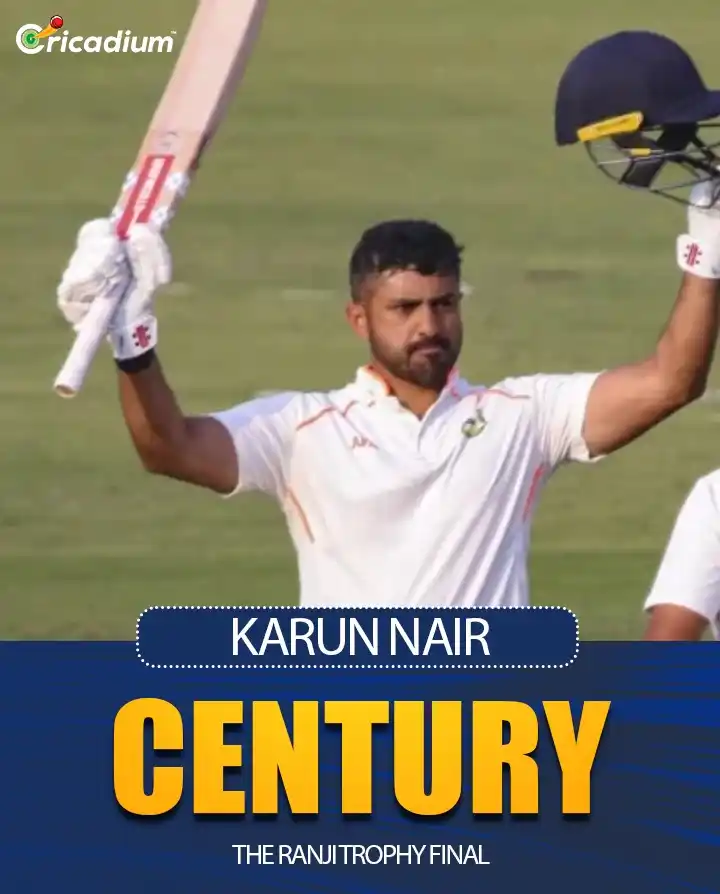 Image from Cricadium🏏: HUNDRED FOR KARUN NAIR 🤯💯 What a season he's having! 9th hundred in...