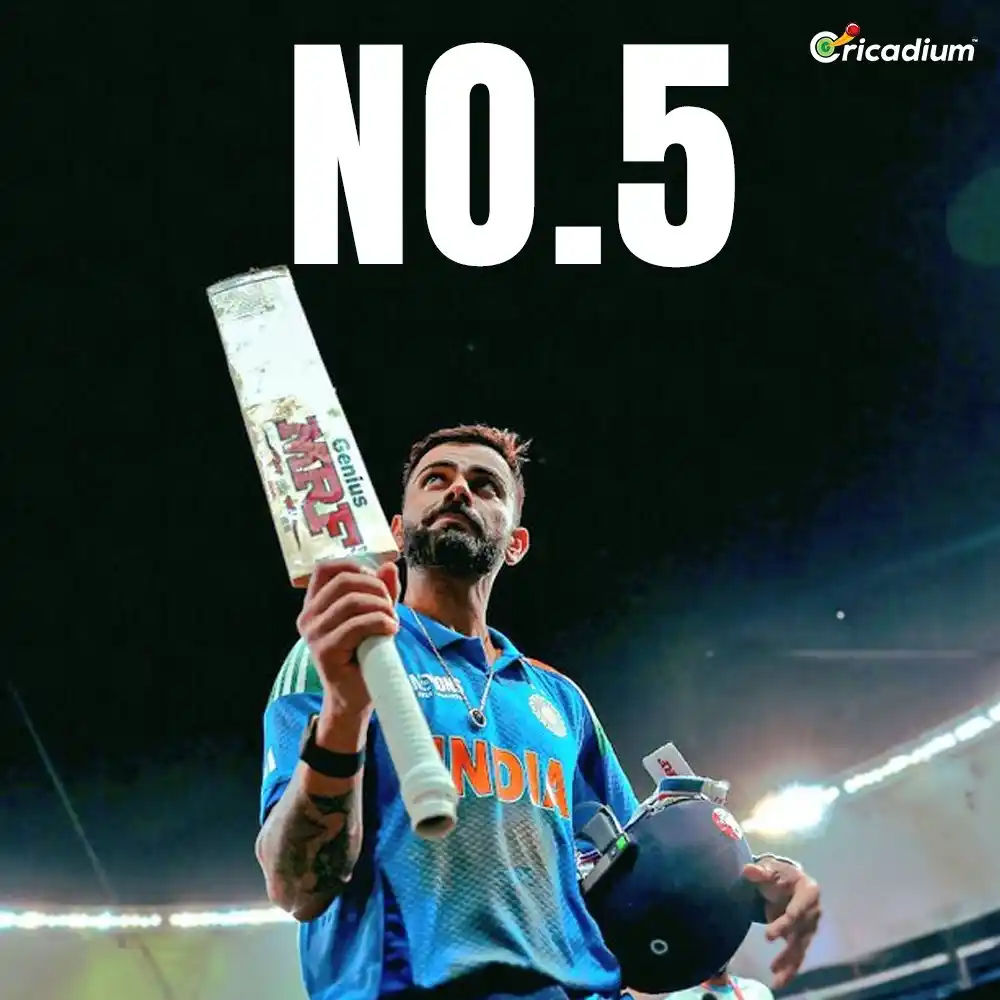 Image from Cricadium🏏: Virat Kohli moves up to No. 5 in the ICC ODI Batting Rankings! 🚀🔥 Th...