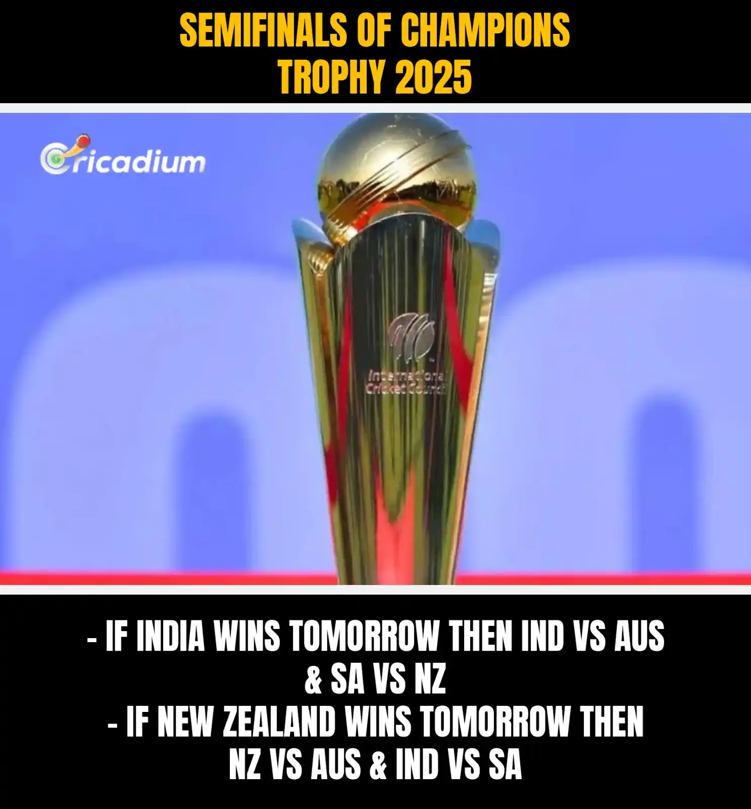 Image from Cricadium🏏: SEMIFINALS OF CHAMPIONS TROPHY 2025 🏆  <a class="text-blue-500 hover:...