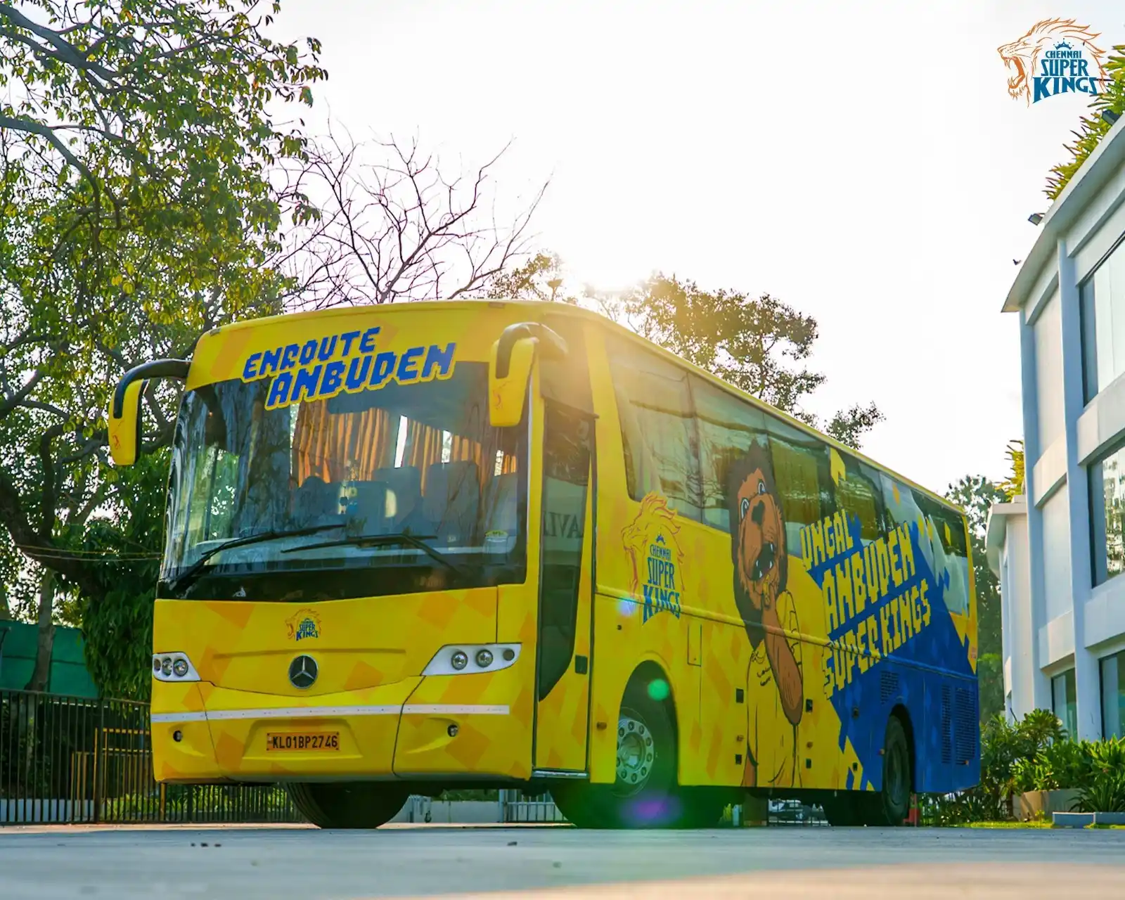 Image from Cricadium🏏: Ready for another thrilling season! 🟡🟢 The CSK bus rolls in for IPL ...