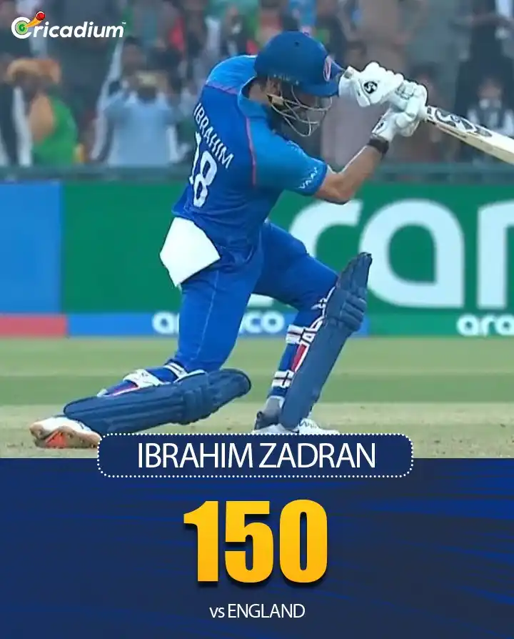 Image from Cricadium🏏: 150 up for Ibrahim Zadran! 🔥 What a player <a class="text-blue-500 h...