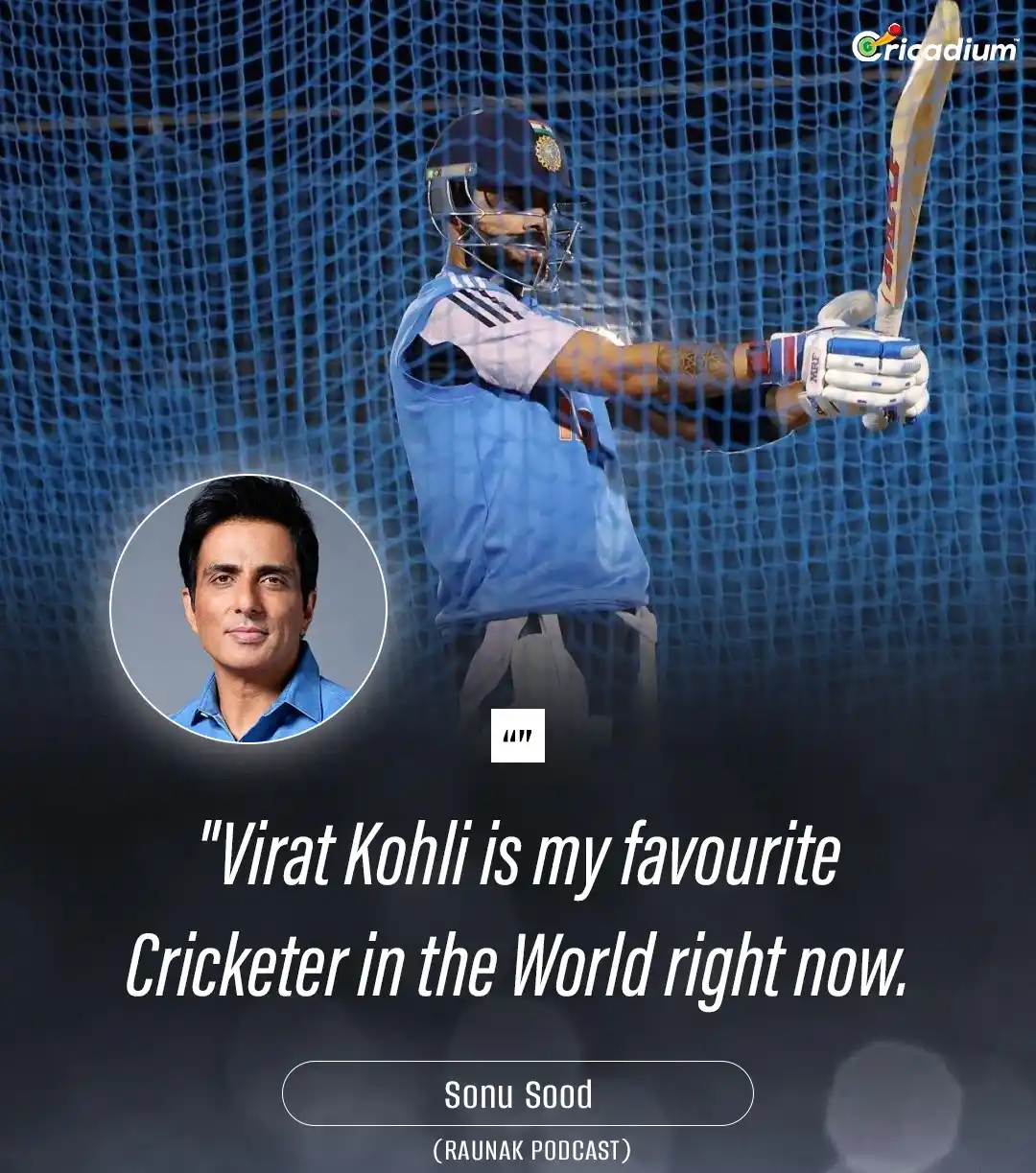 Image from Cricadium🏏: 🌟 Sonu Sood says, 'Virat Kohli is my favourite cricketer in the world...