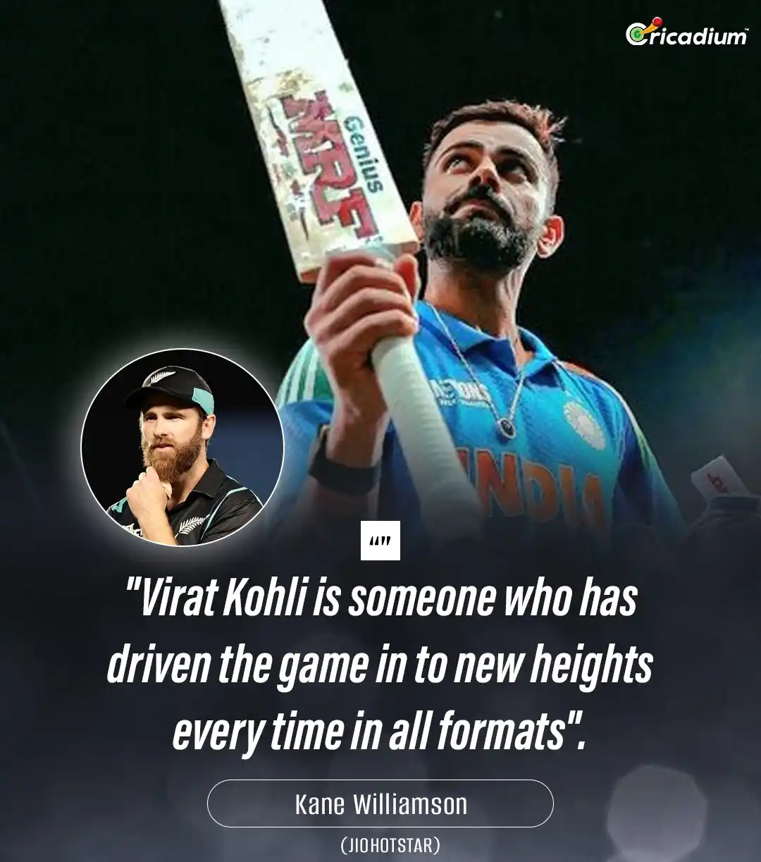 Image from Cricadium🏏: Kane Williamson On Virat Kohli 🏏🇮🇳 <a class="text-blue-500 hover:u...