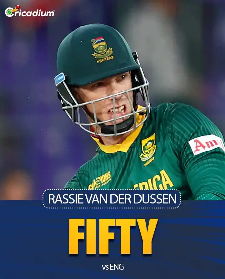 Image from Cricadium🏏: Rassie van der Dussen shines again! 💥💯 Slams his 16th half-century o...
