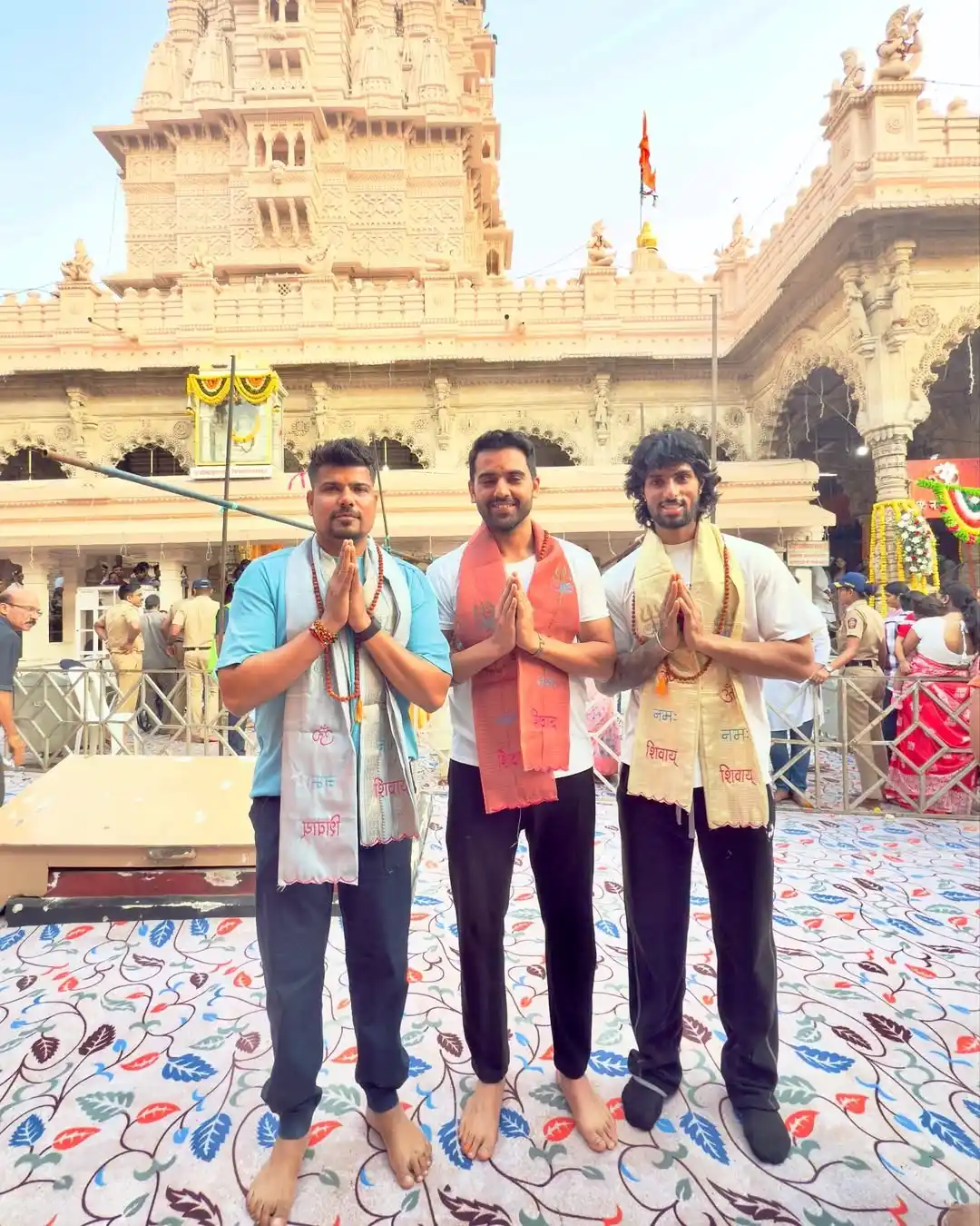Image from Cricadium🏏: Mumbai Indians players Deepak Chahar, Tilak Varma, Karn Sharma at Shri...