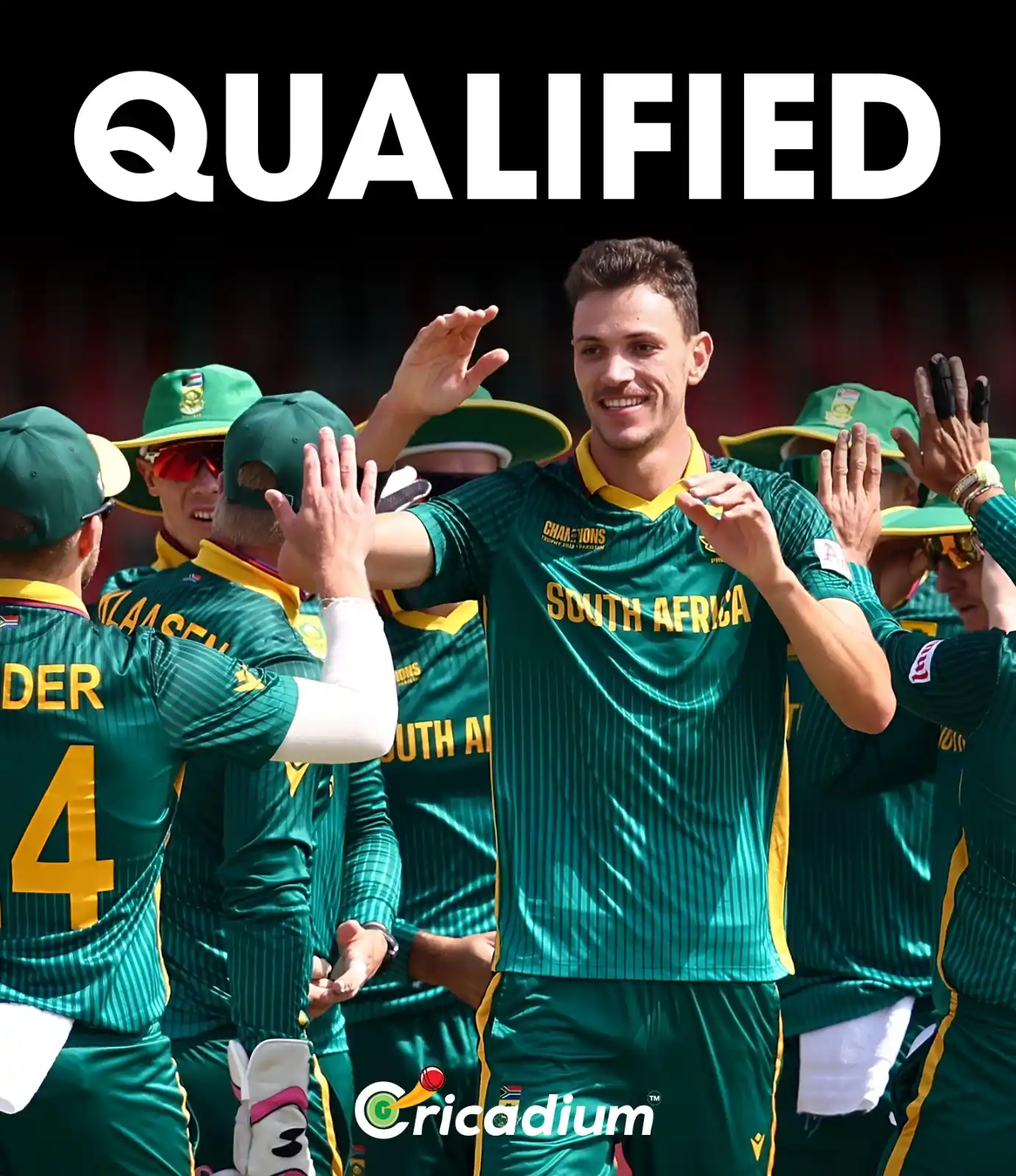 Image from Cricadium🏏: SOUTH AFRICA HAVE QUALIFIED FOR THE CHAMPIONS TROPHY SEMI-FINAL! 🇿🇦�...