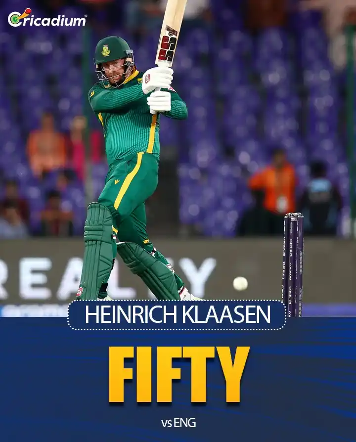 Image from Cricadium🏏: Heinrich Klaasen on fire! 🔥💥 Brings up a brilliant 50 off just 41 ba...