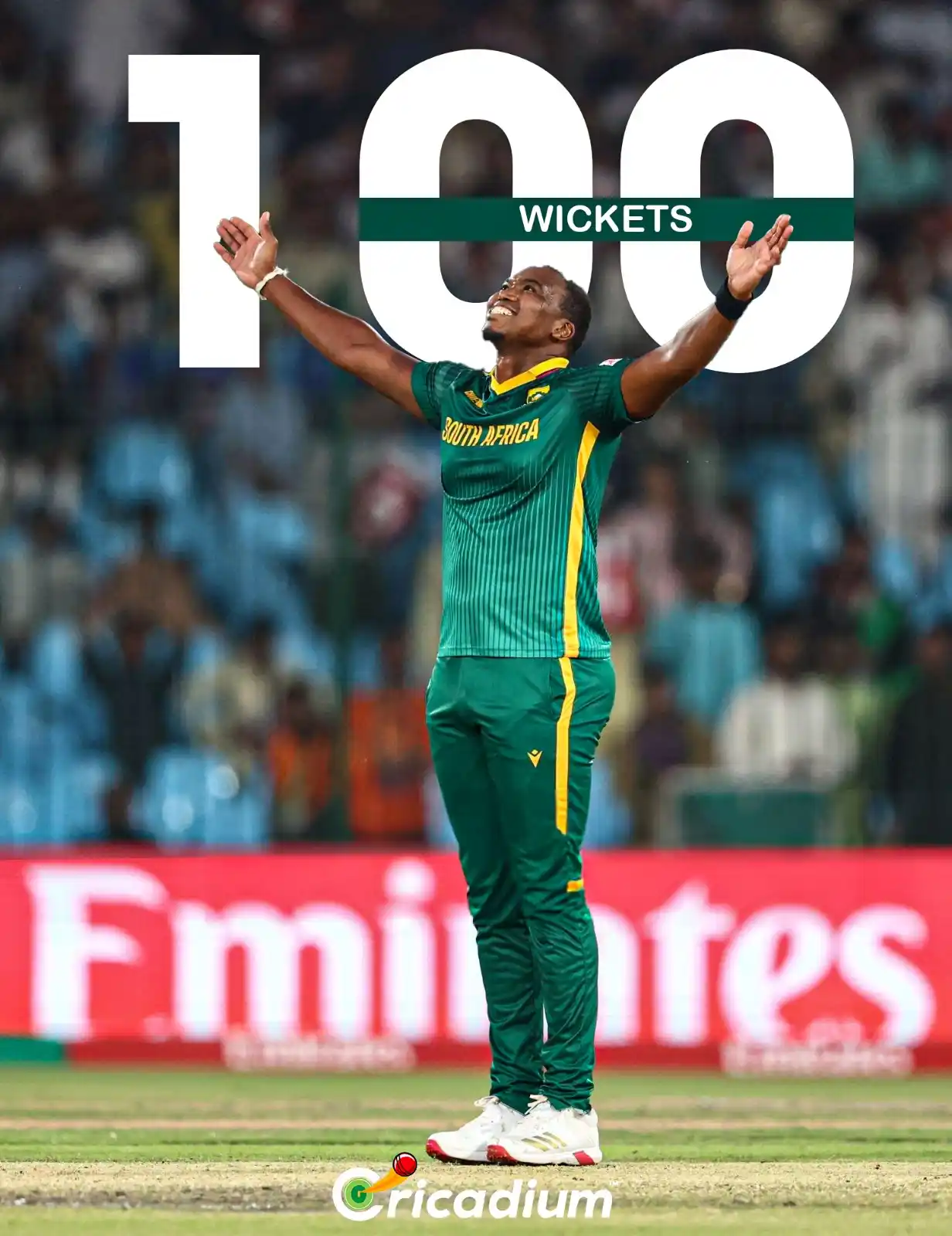 Image from Cricadium🏏: Lungi Ngidi hits a huge milestone – 100 ODI wickets! 💪🔥 <a class="t...