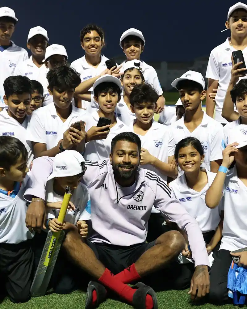Image from Cricadium🏏: Making memories with the future stars of cricket! 🏏✨ Hardik Pandya sh...