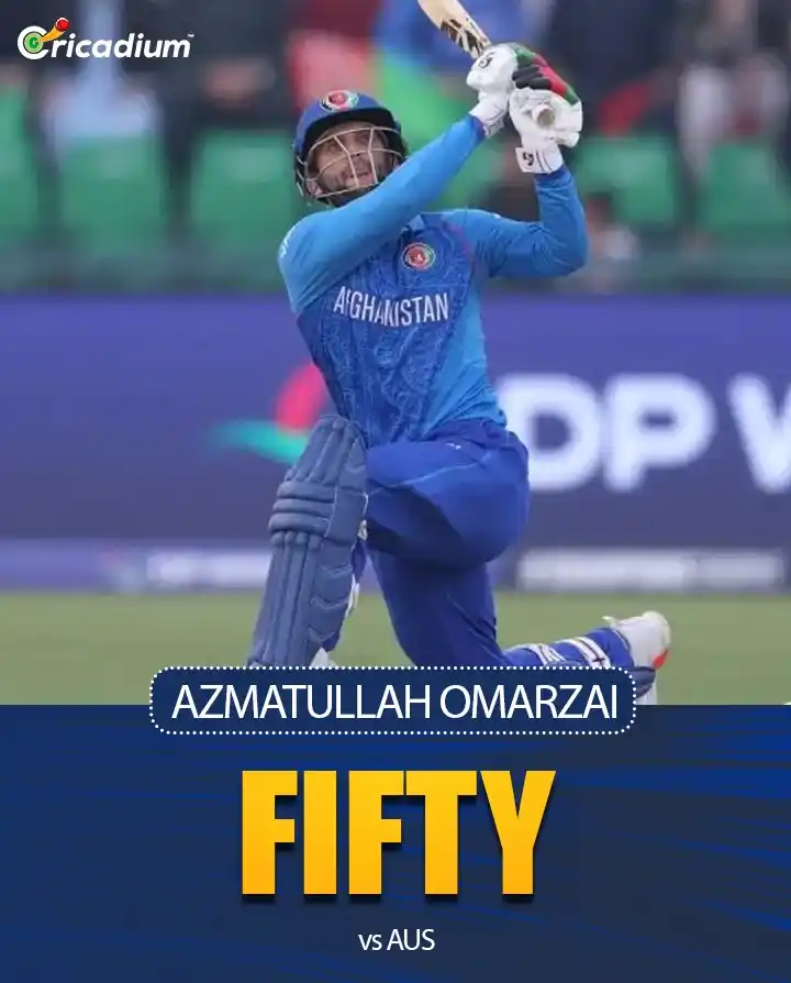 Image from Cricadium🏏: 50* up for Azmatullah Omarzai in just 54 balls! 😳 What a blazing knoc...