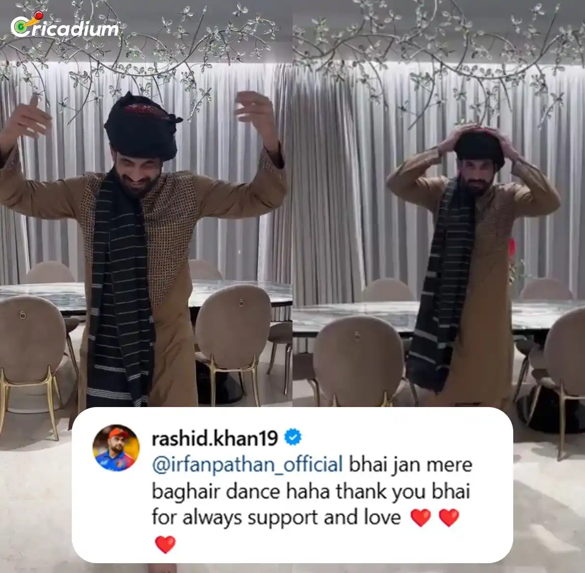 Image from Cricadium🏏: Irfan Pathan once again celebrates Afghanistan victory in his own styl...