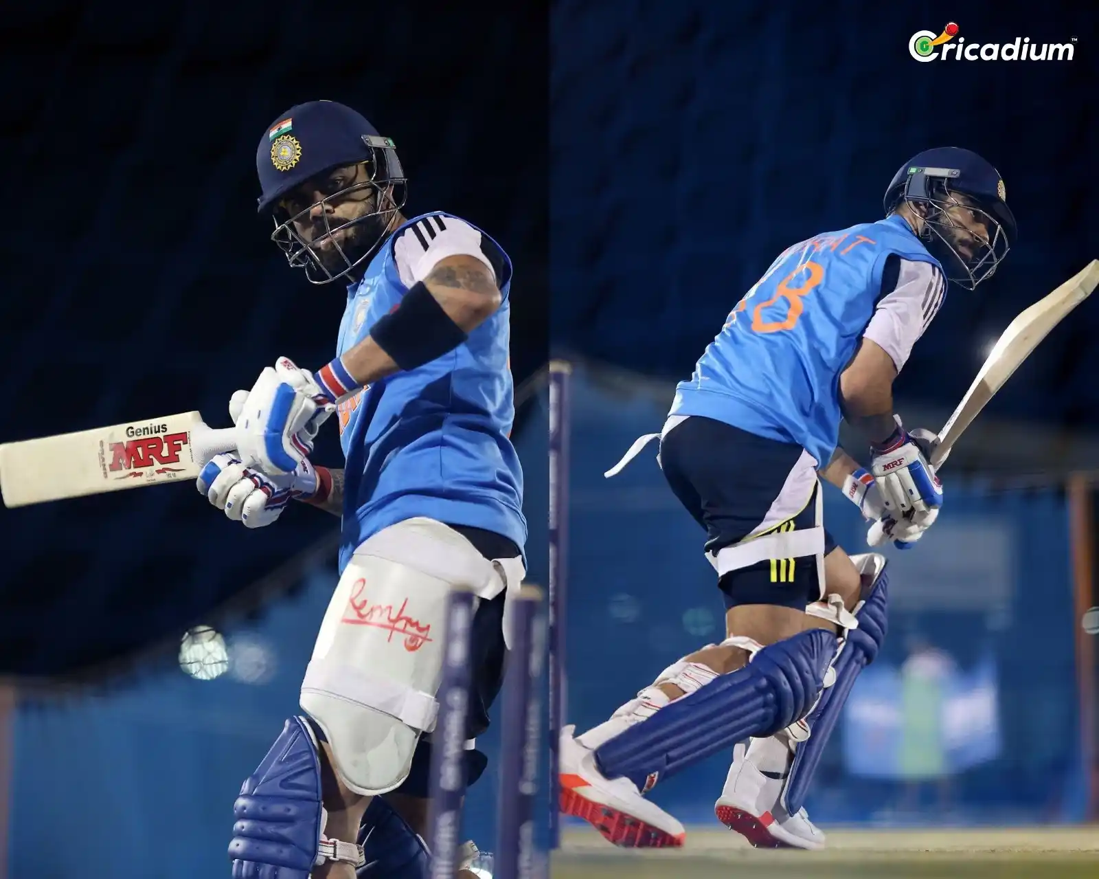 Image from Cricadium🏏: Virat Kohli putting in the work at yesterday's practice session in Dub...