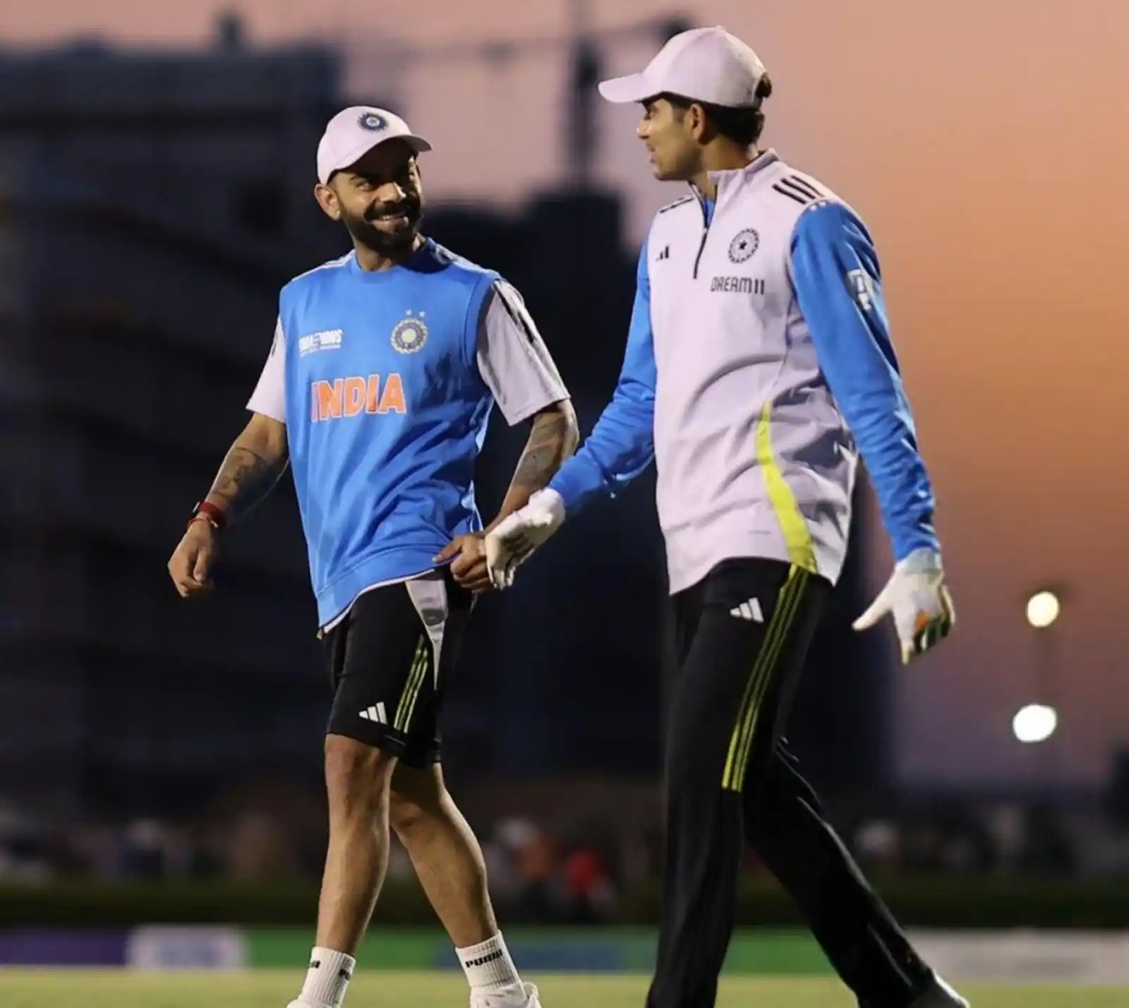 Image from Cricadium🏏: Virat Kohli & Shubman Gill putting in the work together at the practic...