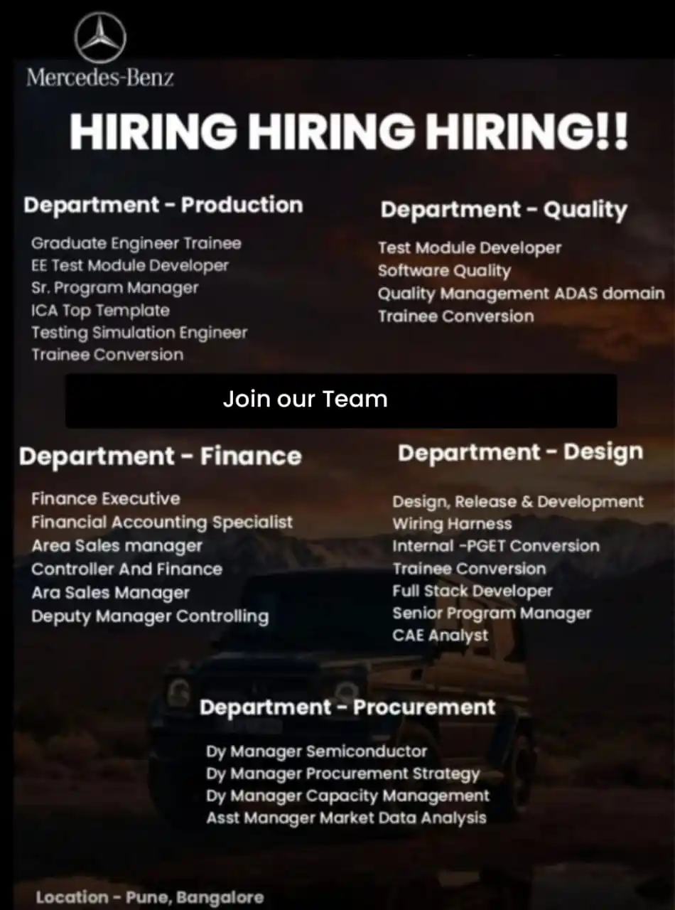 Image from CS/IT JOBS💻🖥️: Mercedes-Benz is Hiring For Multiple Job Opportunities in 2025 📌Loca...