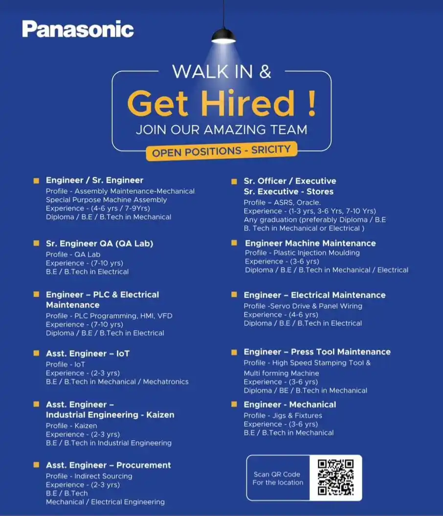 Image from CS/IT JOBS💻🖥️: Walk-In Drive Job Opportunities at Panasonic 🚀 We are hiring for the...