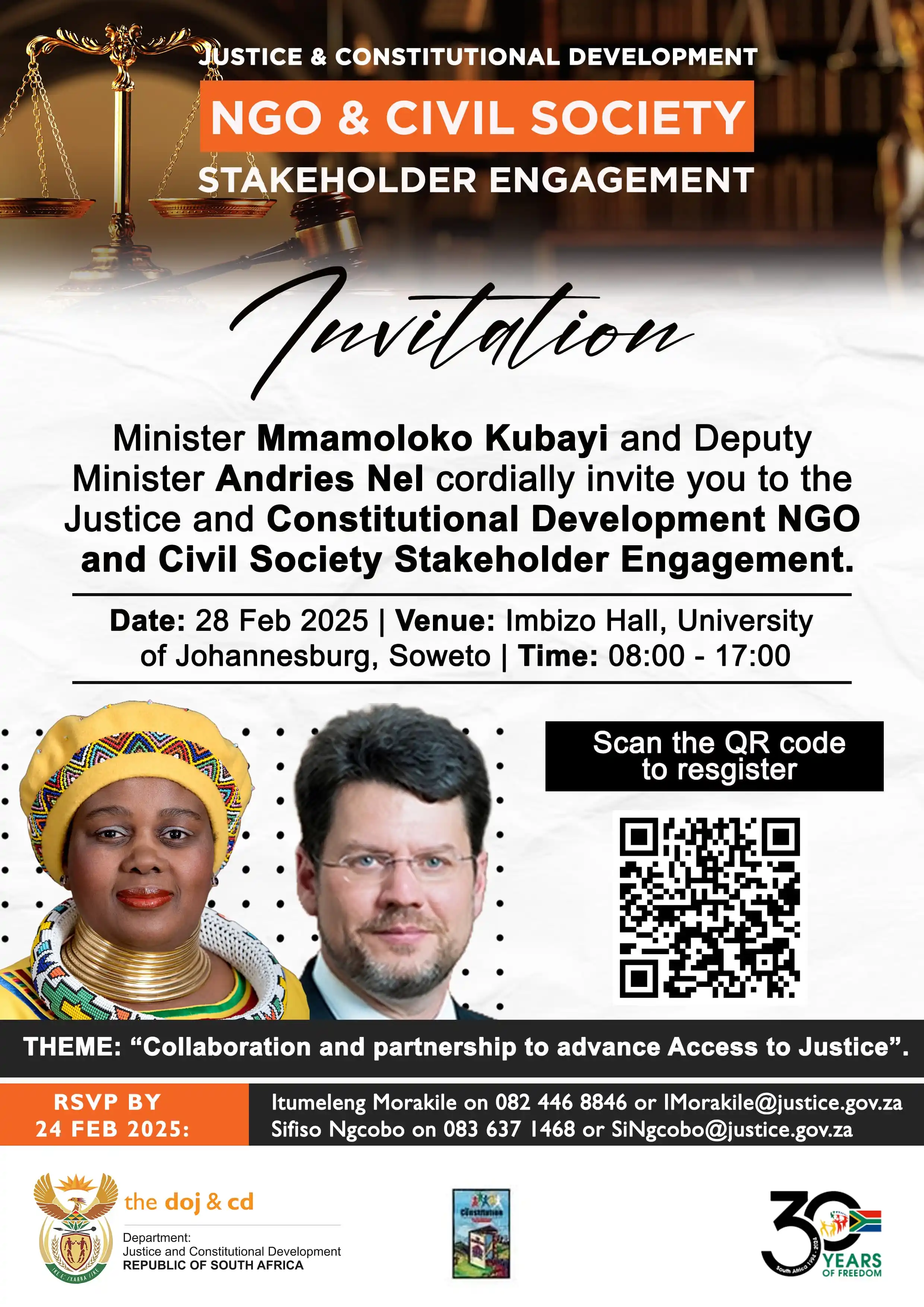 Image from Department of Justice & Constitutional Development: ((REMINDER)) Minister Mmamoloko Kubayi and Deputy Minister Andries Nel...