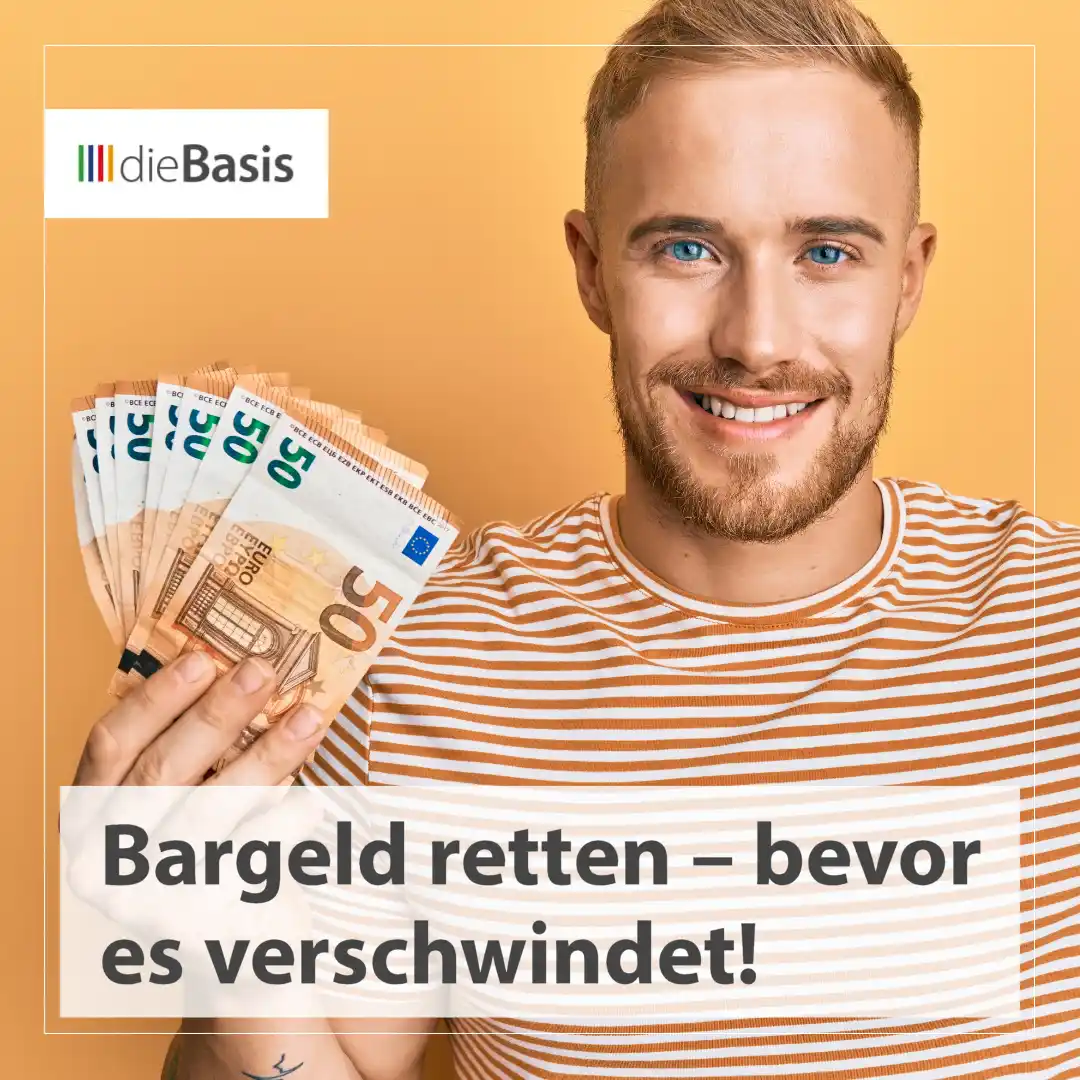 Image from dieBasis NRW: ⚠️ *Bargeld retten – bevor es verschwindet!* 💶 *Schleichend, aber s...