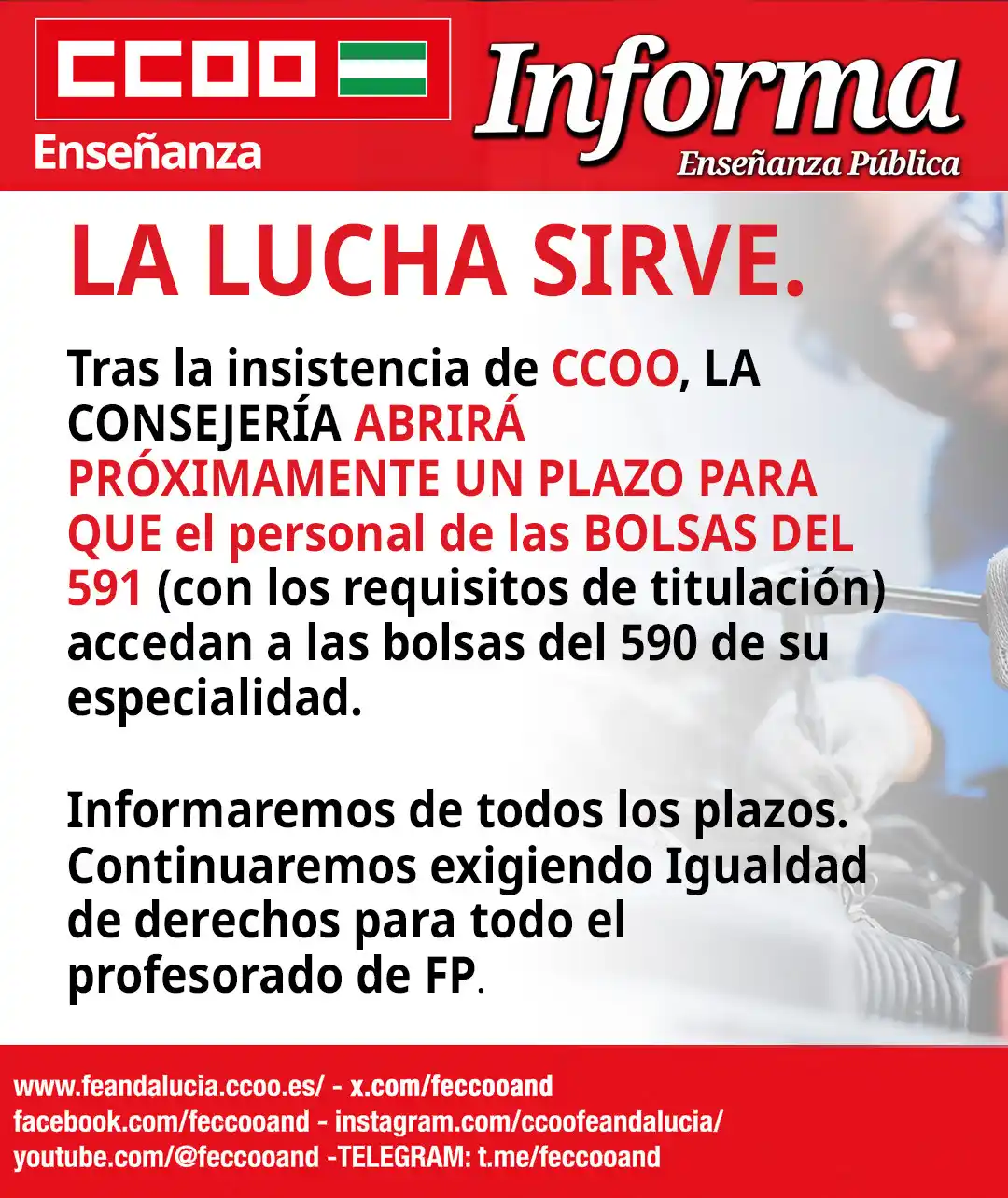 Docentes de  la Pública Federación Enseñanza CCOO Andalucía post