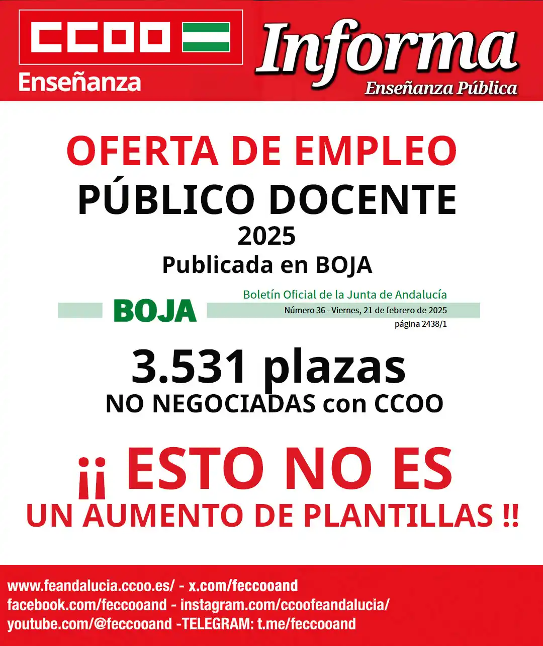 Docentes de  la Pública Federación Enseñanza CCOO Andalucía post