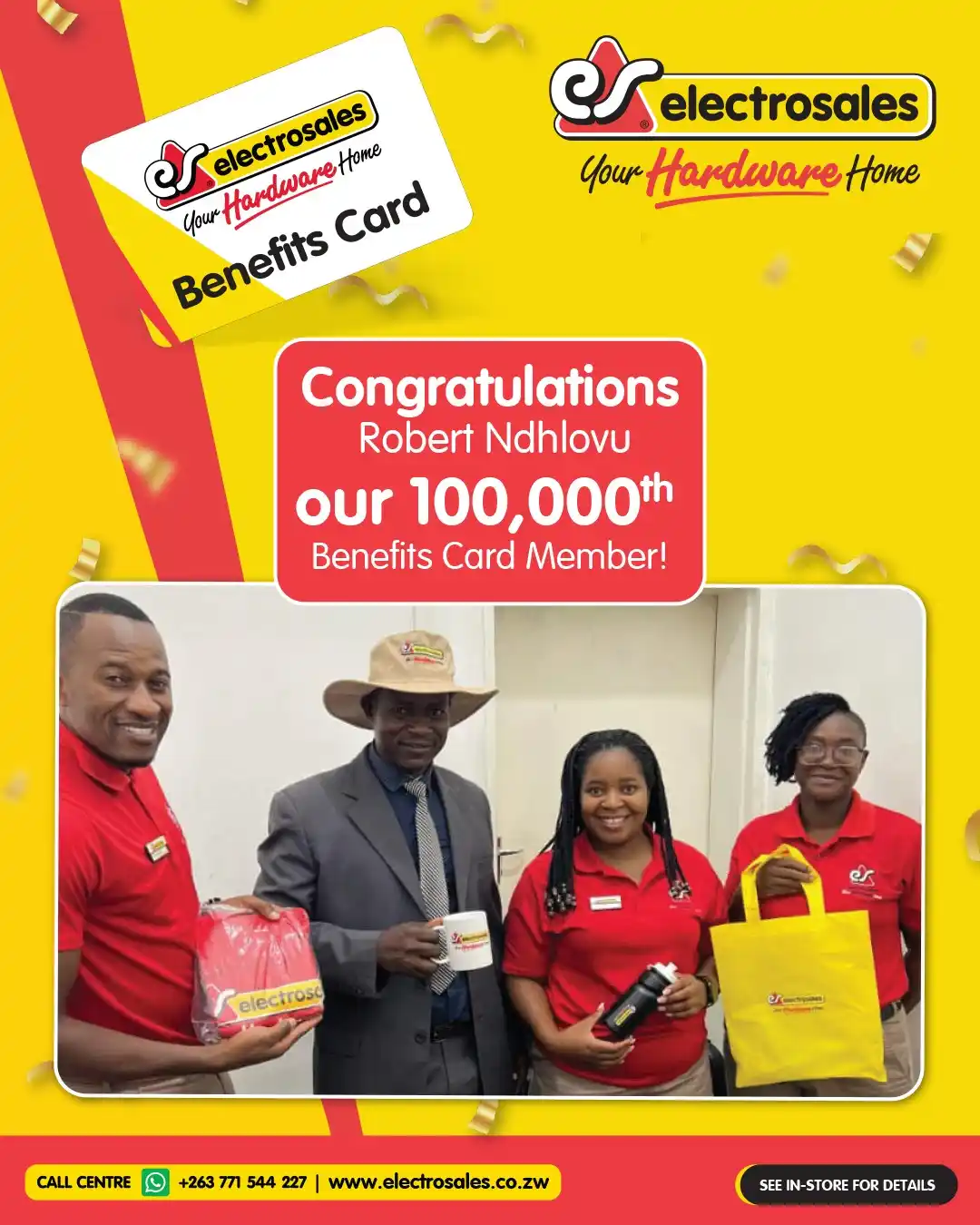 Image from Electrosales Hardware: Meet Robert Ndhlovu, our 100,000th customer to register for the Electr...
