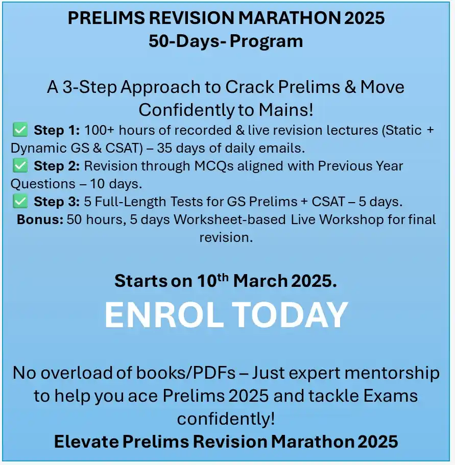 Image from ELEVATE IAS: **ELEVATE Prelims Revision Marathon 2025** Program Fees : INR 5000+ G...