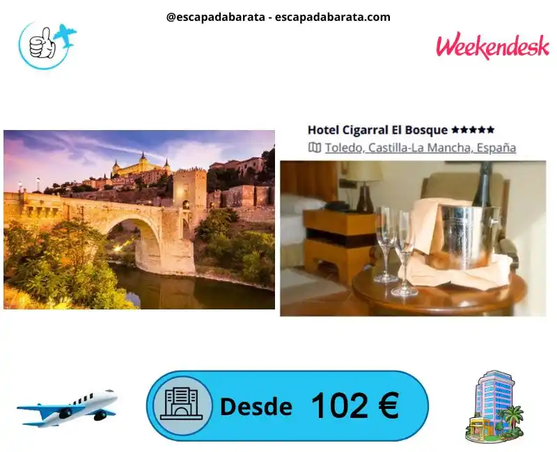 Image from escapadabarata.com🛩️ Viajes Y Escapadas A Precio De Oferta!!! Chollos de Viajes!!!: 🧳 *¡Escapada romántica en Toledo con cava y vistas increíbles!* <a cl...