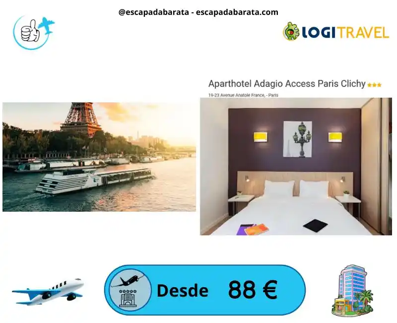 Image from escapadabarata.com🛩️ Viajes Y Escapadas A Precio De Oferta!!! Chollos de Viajes!!!: 🧳 *¡Verano en París con hotel y vuelo incluidos!* <a class="text-blue...