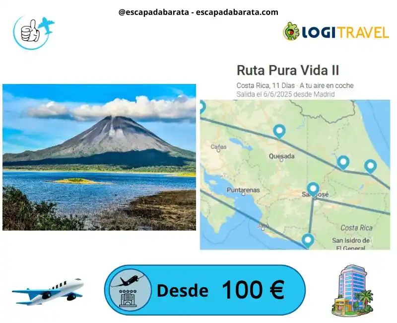 Image from escapadabarata.com🛩️ Viajes Y Escapadas A Precio De Oferta!!! Chollos de Viajes!!!: 🧳 *¡Descubre Costa Rica con la Ruta Pura Vida II!* <a class="text-blu...