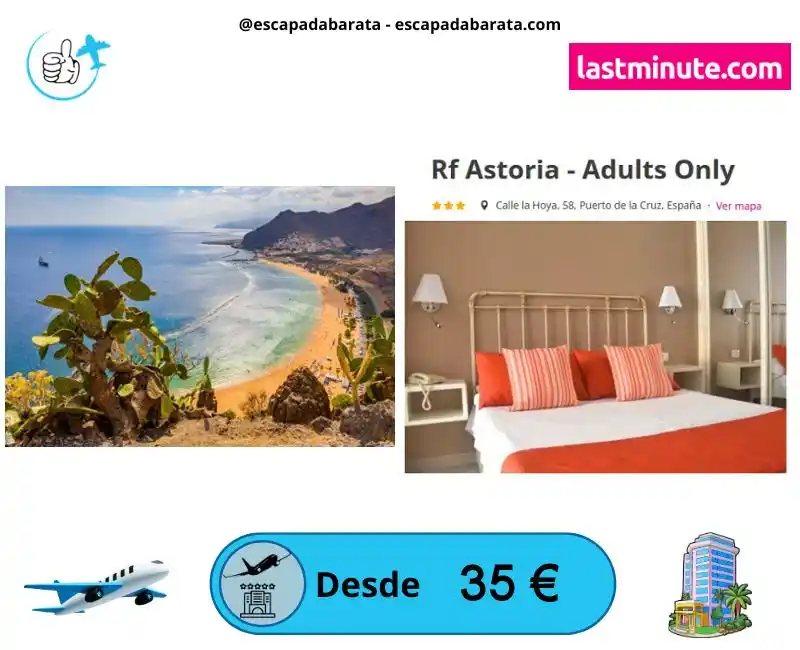 Image from escapadabarata.com🛩️ Viajes Y Escapadas A Precio De Oferta!!! Chollos de Viajes!!!: 🧳 *¡Oferta en Tenerife: hotel solo adultos en Puerto de la Cruz!* <a ...