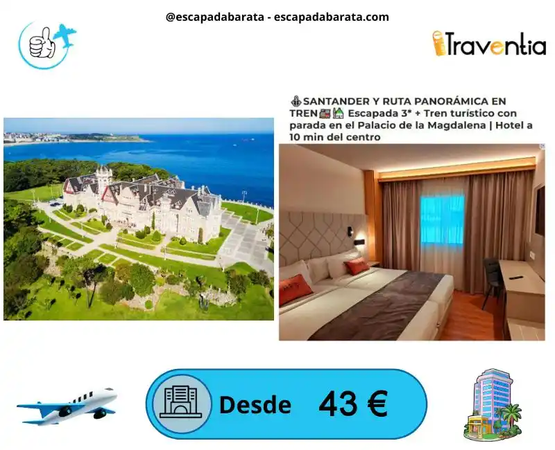 Image from escapadabarata.com🛩️ Viajes Y Escapadas A Precio De Oferta!!! Chollos de Viajes!!!: 🧳 *Santander en tren: hotel 3 con desayuno y ruta panorámica 🚂* <a c...