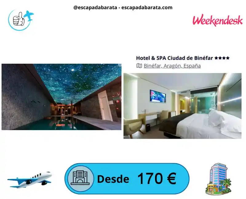 Image from escapadabarata.com🛩️ Viajes Y Escapadas A Precio De Oferta!!! Chollos de Viajes!!!: 🧳 *¡Escapada romántica con cena, spa y cóctel en Binéfar!* <a class="...