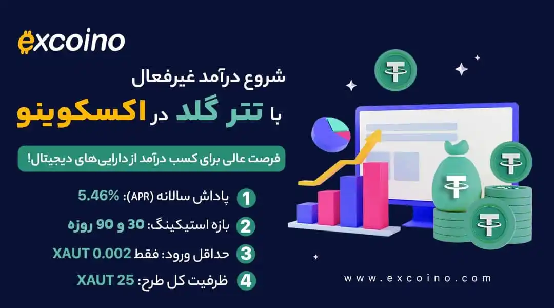Image from excoino: 💵شروع درآمد غیرفعال با تتر گلد در اکسکوینو فرصت عالی برای کسب درآمد ا...
