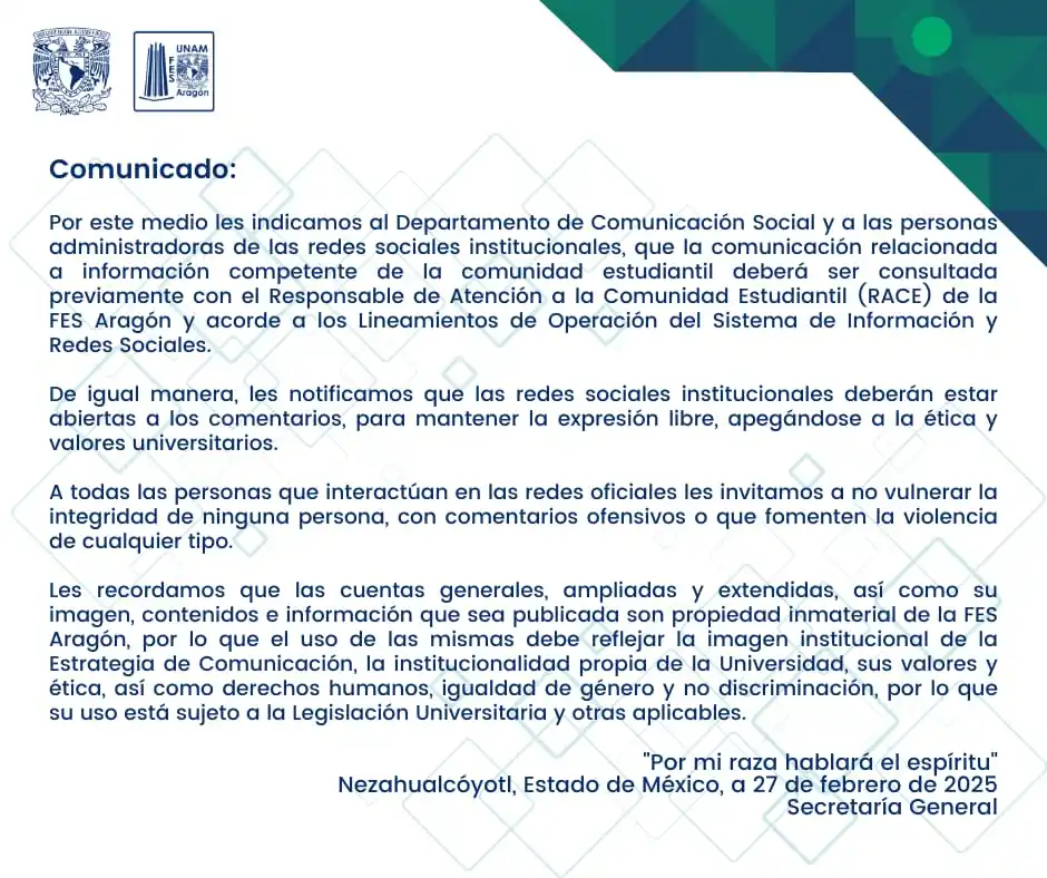 FES Aragón UNAM post
