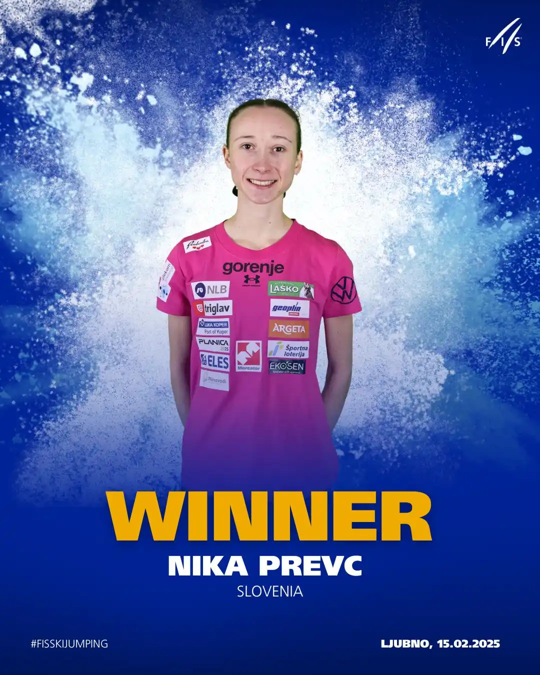Image from FIS Ski Jumping 🚀: Nika Prevc 🇸🇮 took her third consecutive win 🚀🏆🏆🏆 Our thoughts ...
