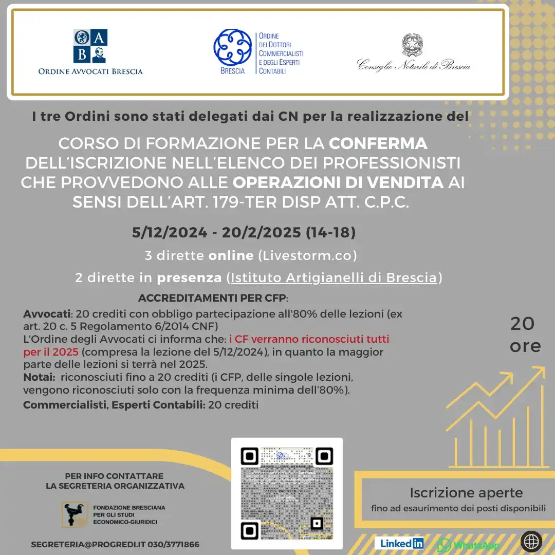 Image from Fondazione Bresciana per gli studi Economico - Giuridici: *Lezione 5 – 20/2/2025 (14-18) – diretta in presenza* DIALOGO TRA ORDI...
