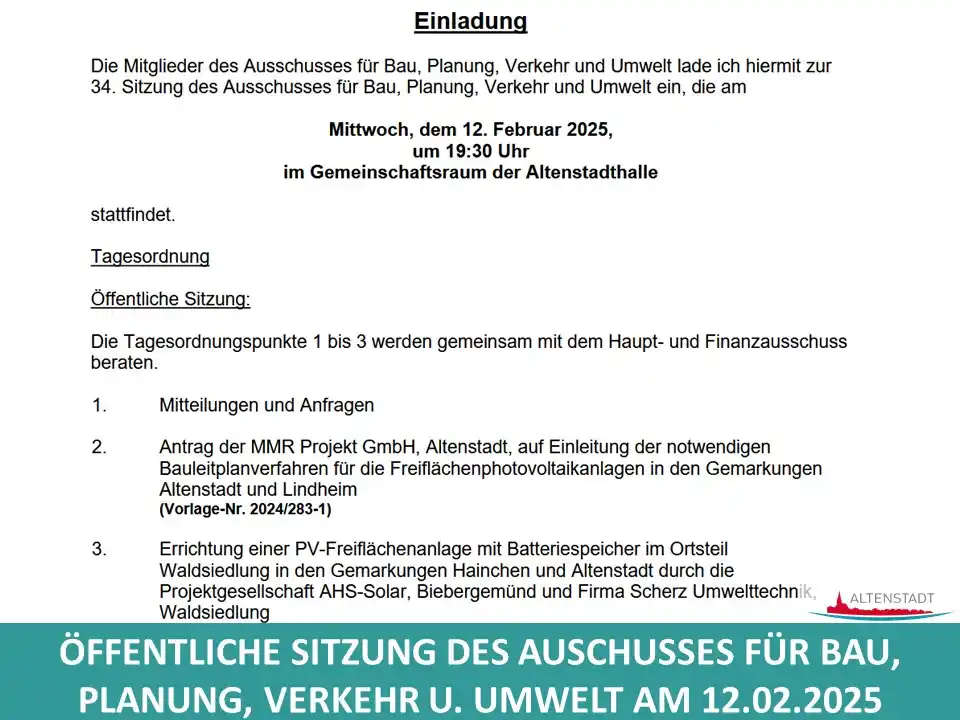 Image from Gemeinde Altenstadt: Die nächste öffentliche Sitzung des Ausschusses für Bau, Planung, Verk...