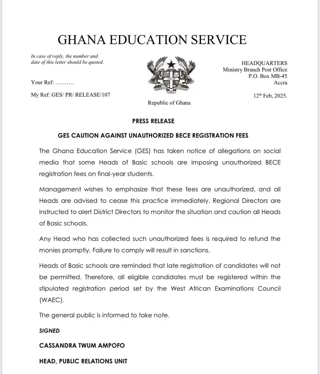 G.E.S NEWS | UNIONS ALERT | SALARY UPDATES post