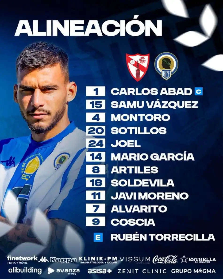 Image from Hércules de Alicante CF: 📋 𝗔𝗟𝗜𝗡𝗘𝗔𝗖𝗜𝗢́𝗡 | ¡Once titular de Rubén Torrecilla para el p...