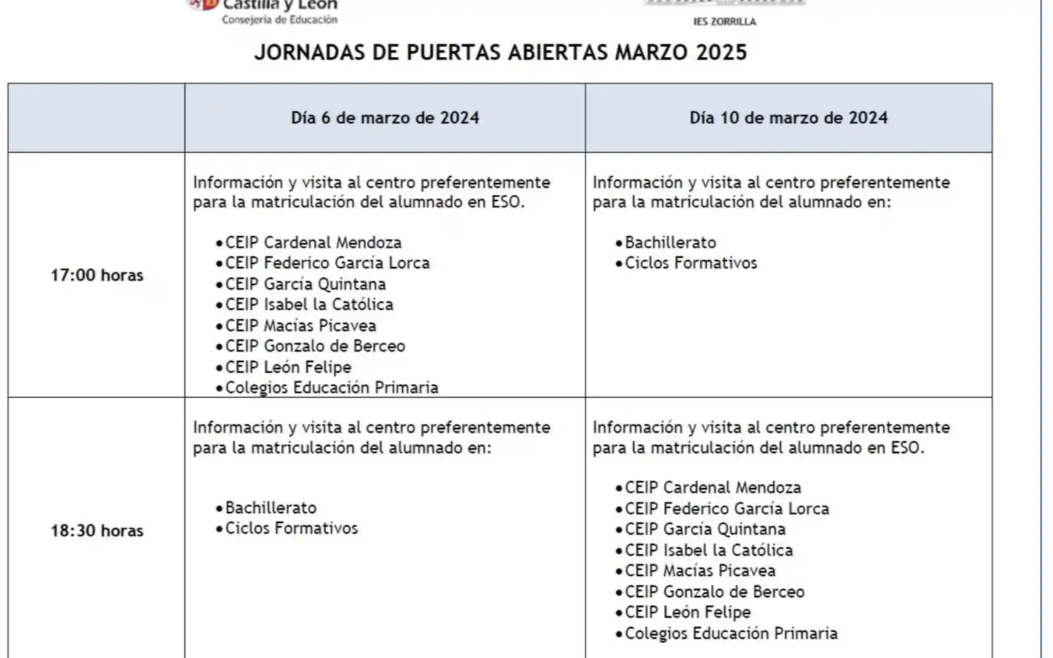 IES Zorrilla Valladolid post