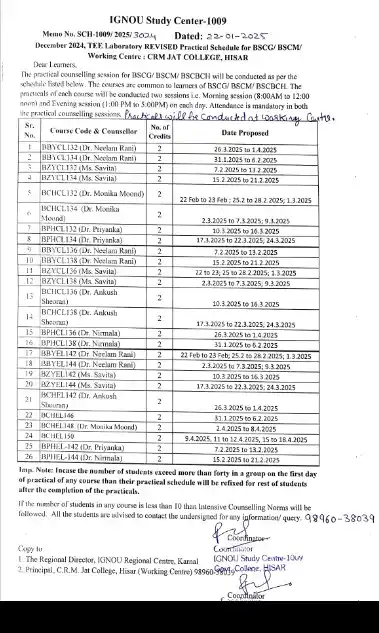 IGNOU Official Updates post